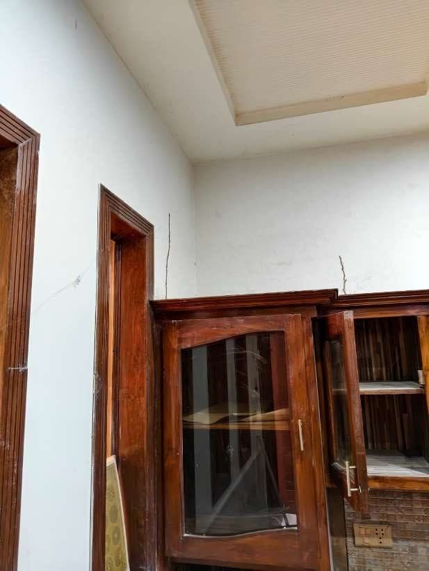 Termite mud tubes: Beside a built-in cupboard